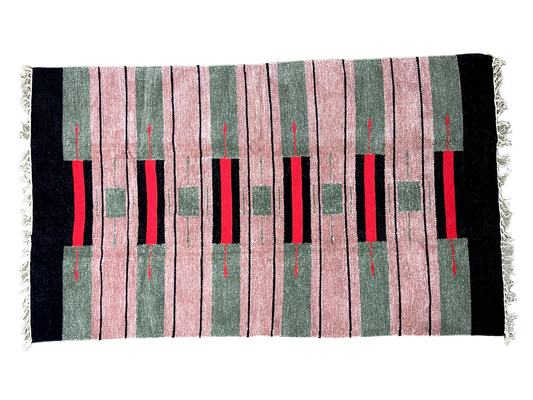 3/5 Handloom Shataranji Floor Mat Carpet