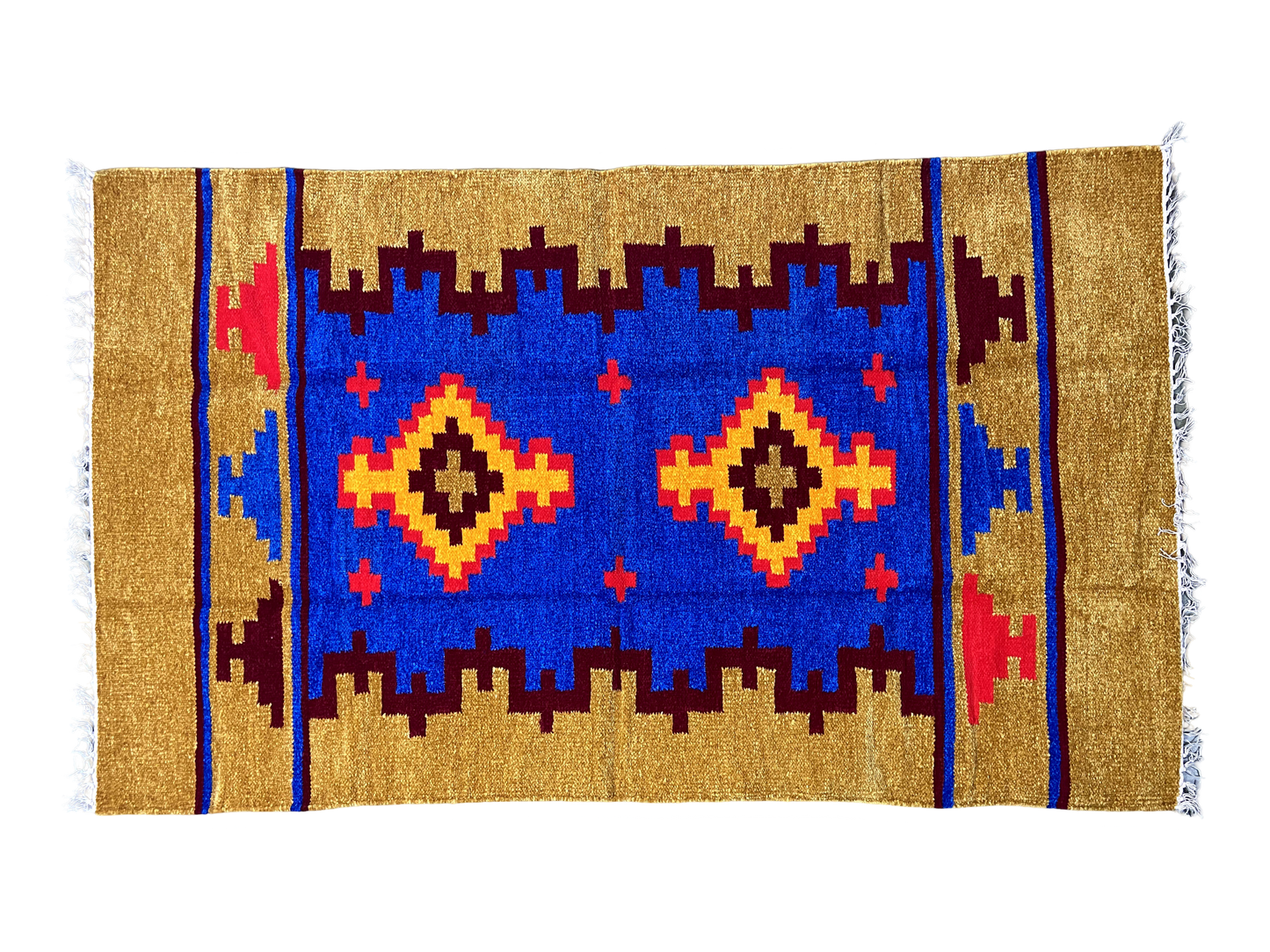 3/5 Handloom Shataranji Floor Mat Carpet