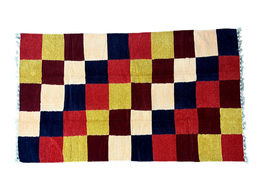 3/5 Handloom Shataranji Floor Mat Carpet