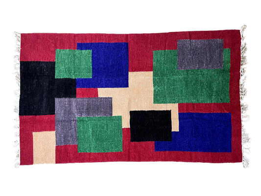 3/5 Handloom Shataranji Floor Mat Carpet