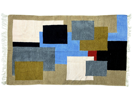 3/5 Handloom Shataranji Floor Mat Carpet