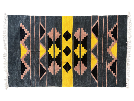 3/5 Handloom Shataranji Floor Mat Carpet