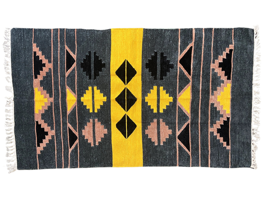 3/5 Handloom Shataranji Floor Mat Carpet
