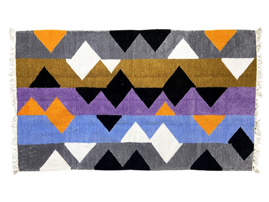 3/5 Handloom Shataranji Floor Mat Carpet
