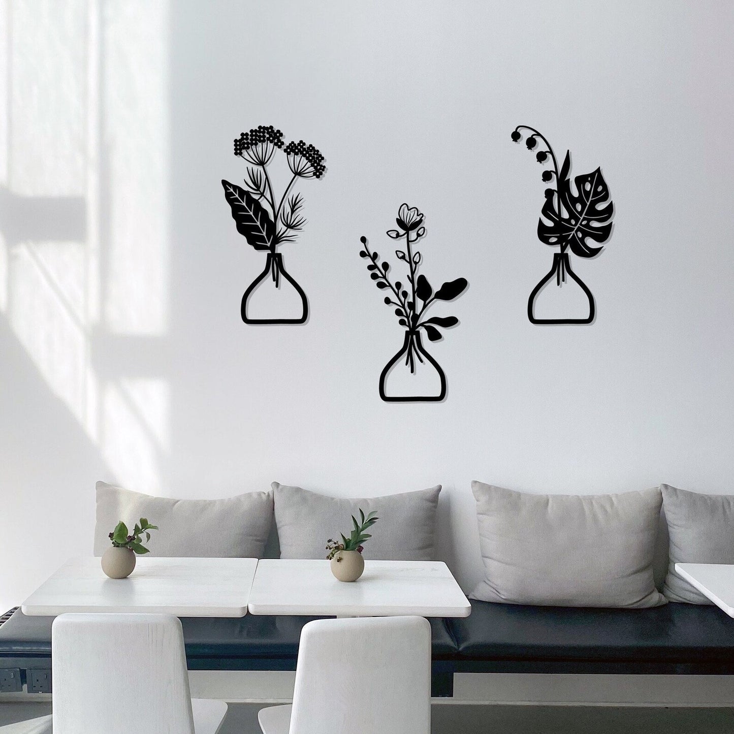 Flower in Vase Metal Wall Art (Set of 3)