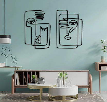 Pablo Picasso Inspired Minimalist Faces Metal Wall Art (Set of 2)