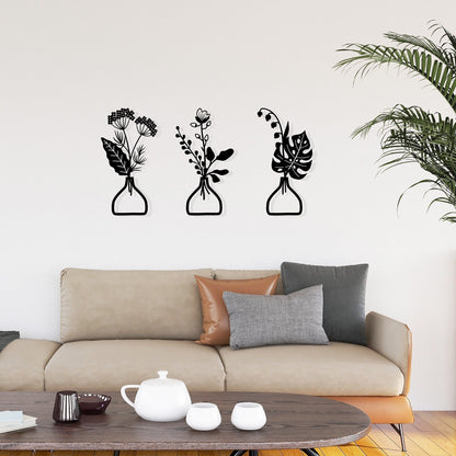 Flower in Vase Metal Wall Art (Set of 3)